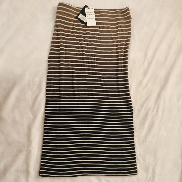 ATM Anthony Thomas Melillo XS Black Combo Dip Dye Slit Hem Striped Skirt - Picture 11 of 13